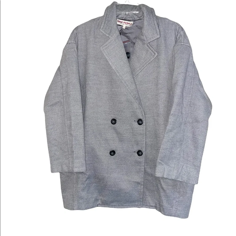 NWT Free People Hannah Slouchy Double Breasted Blazer Gray